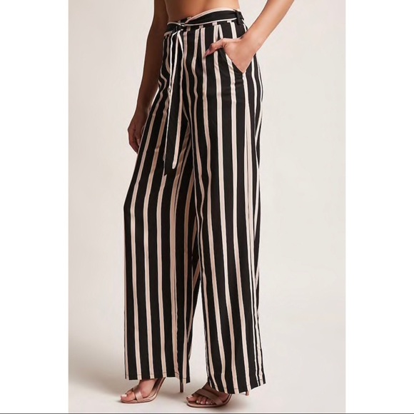 Forever 21 Pants - Forever 21 Striped wide-leg Pant with Tie
